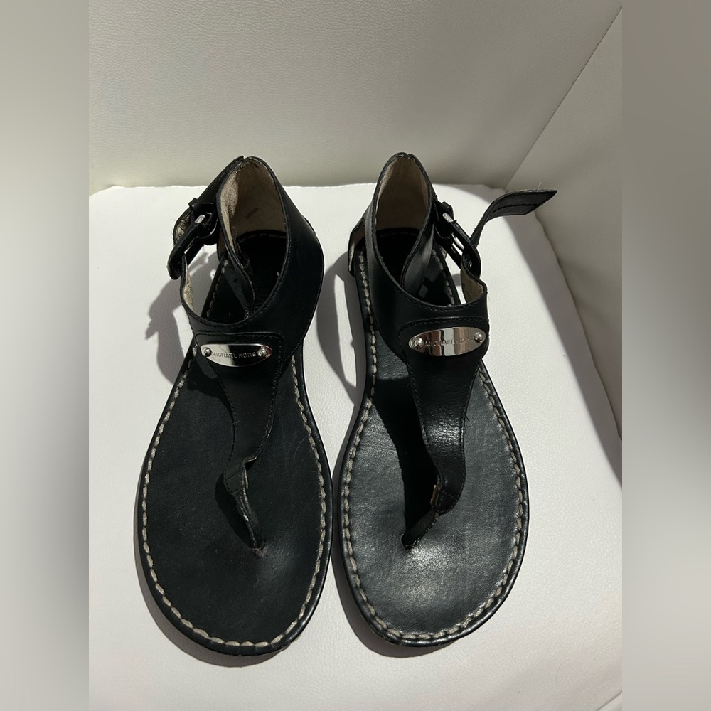 Michael Kors Black Leather Sandals